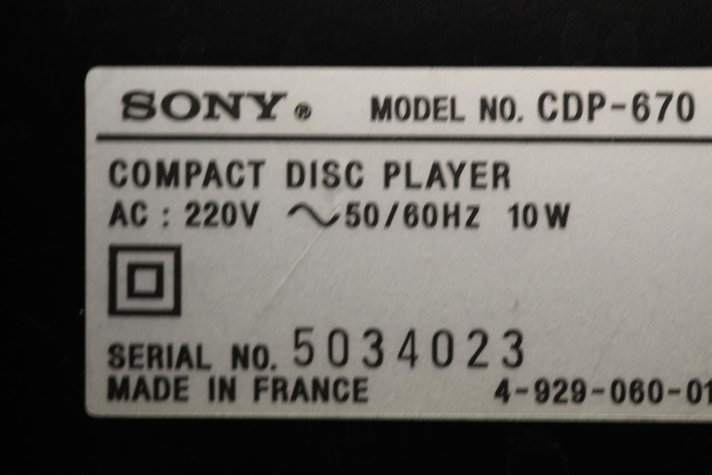 Drivrem till öppning/stängning CD-spelare – Sony CDP-670 (EU-Model)
